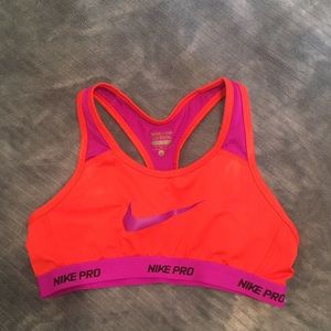 Nike Pro Girl’s Large Sports Bra orange and purple